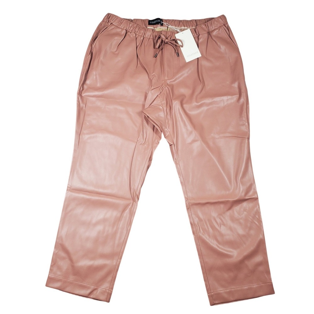 WildFang‎ Empower Vegan Leather Drawstring Pants Womens 2XL Rose Brown Pink New